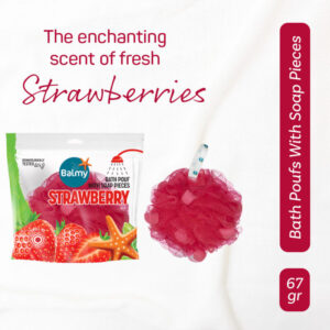 Bath Pouf With Soap Pieces – Strawberry